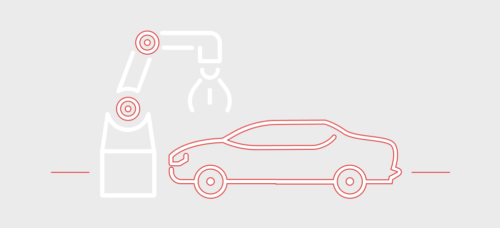 Line image of car with arm robot