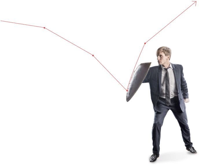 A man using shield to reflect the graph line 